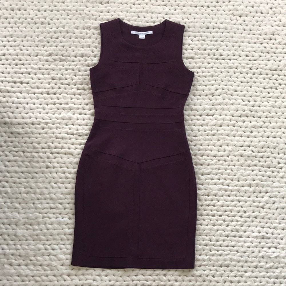 Diane Von Furstenberg Purple Sheath Midi Dress Sleeveless